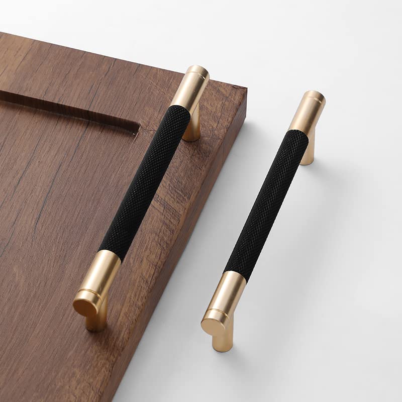 24 Pack 5 Inch 128 mm Bar Cabinet Pulls Gold and Black Knurled Handles for Brushed Gold Drawer Pulls Cupboard Aluminum Handles - color: Gold and Black, size: 5 Inch