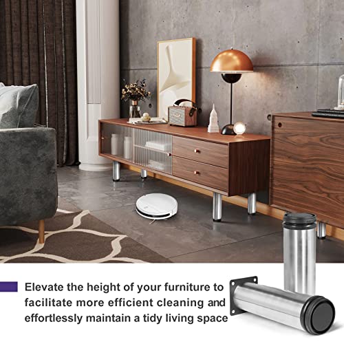 Stainless Steel Adjustable Furniture Legs 7 Inch - Silver - 4pcs - color: Silver, size: 7"