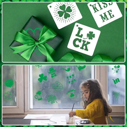 AUGSHY 56 Pack St Patricks Day Stencils, 3 Inch Clover Craft Templates - style: St Patrick's