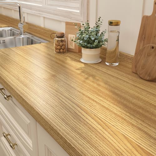 FunStick Thick Light Wood Contact Paper for Countertops Matte Counter Top Peel and Stick Waterproof Wood Wallpaper Self Adhesive Wood Grain Contact Paper Vinyl Wrap for Cabinets Furniture Desk 12x200 - size: 12" x 200"