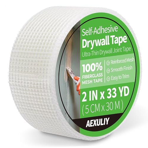 Drywall Joint Tape, 2" x 99 ft, Self-Adhesive Fiberglass Mesh Tape, Strong Crack Repair for Holes, Seams & Corners, White