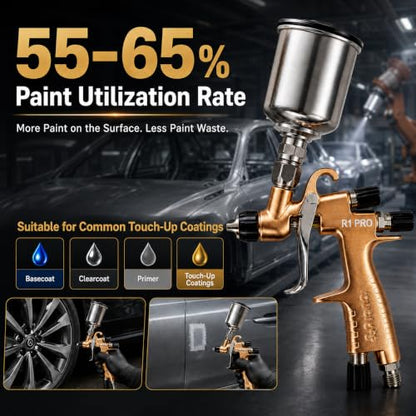 R1 PRO Automotive Touch Up Spray Gun, 1.0mm, 150cc Metal Cup - size: F 1.0mm