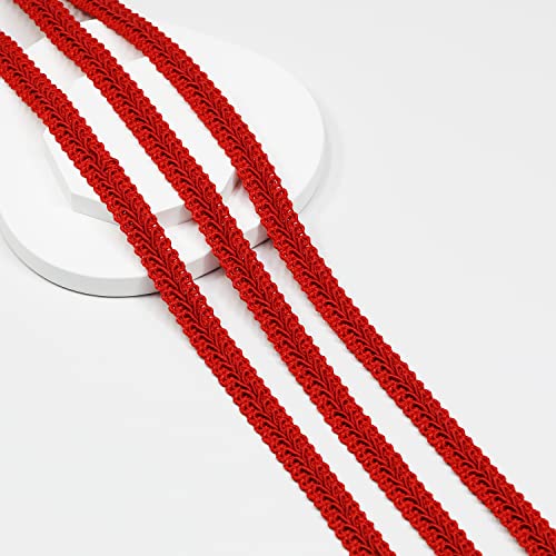 Gimp Braid Trim 12Yards 1.2cm/0.47in Fabric Decorative Webbing for All Kinds of Sewn Garments, Curtains,Lampshade, Sofa DIY Sewing and Crafting (Red - 1.2) - color: Red-12mm, size: 12mm