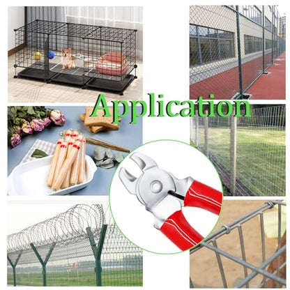 500 PCS Hog Rings with Bent Hog Ring Pliers Kit 1" 3/4" 1/2" 3/8 "Galvanized Hog Rings for Animal Pet Cages、Ropes、Bagging、DIY Craft、Furniture - color: Red, size: 500PCS-Bent