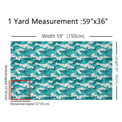 Feelyou Ocean Waves Fabric by The Yard Soft 1 Yards - color: Multi 01, size: 1 Yard