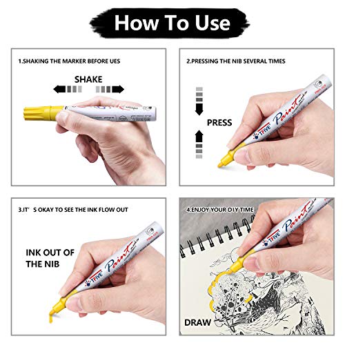 TFIVE White & Black Permanent Markers Paint Pens, 2 Oil Based Paint Markers - color: Black & White