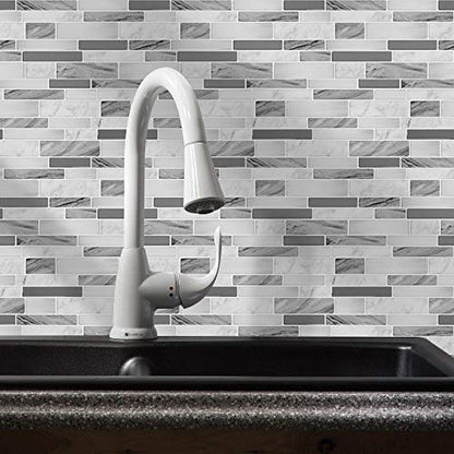 STICKGOO Thicker Design Peel and Stick Tile Backsplash, 12”×12”Stick on Backsplash for Kitchen, Self Adhesive Tile Stickers for Kitchen Backsplash and Bathroom(10 Sheets, Gray) - color: Grey