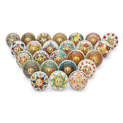 Drawer Knobs - Pack of 12 - color: Multicolour Mandala