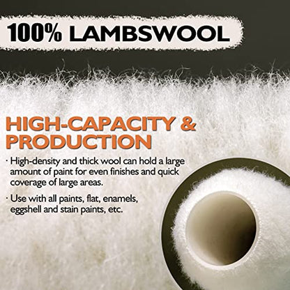 6pcs Paint Roller Covers 9 Inch x 3/4" Nap, High Capacity Lambswool Rollers