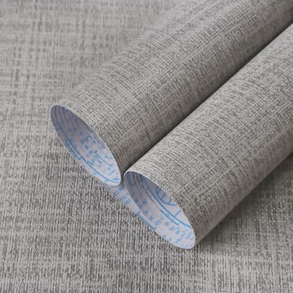 Guvana Grasscloth Peel and Stick Wallpaper Grey Textured Contact Paper Modern Removable Self Adhesive Wall Paper Thicken Fabric Faux Linen Wallpaper for Bathroom Living Room Cabinets 394inx15.7in - color: Gray, size: 15.7" x 394"