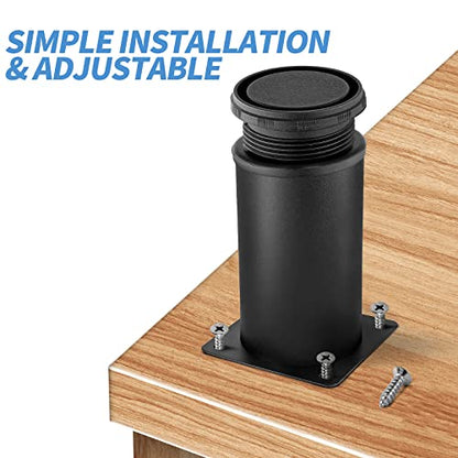 Stainless Steel Adjustable Furniture Legs 5 Inch - Black - 4pcs - color: Black, size: 5"