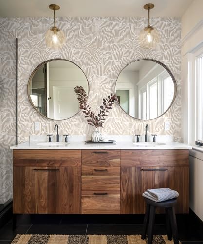 Guvana Beige Peel and Stick Wallpaper Boho Beige and White Contact Paper - color: Beige and White, size: 17.3" x 197"