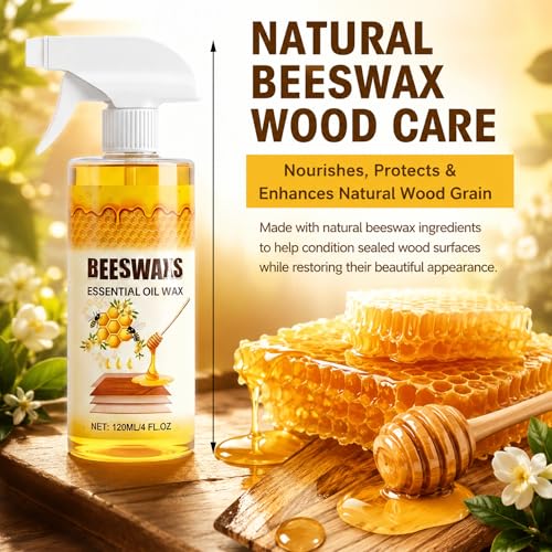 Beeswax Wood Polish, Bees Wax Furniture Polish and Cleaner, Beeswax Spray for Furniture & Floors,Wood Polish Cleaner,Restores Shine,Multi-Purpose Natural Micro-Molecularized Beeswaxs Essential Oil Wax - color: 1 PACK