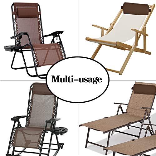 Zero Gravity Chair Set of 2 Replacement Pillow Headrest with Elastic Band, Universal Soft Removable Padded Cushion Head Pillow for Zero Gravity Lounge Chair, Folding Patio Lawn Recliner Chair, Brown - color: Brown, size: 2 Pack