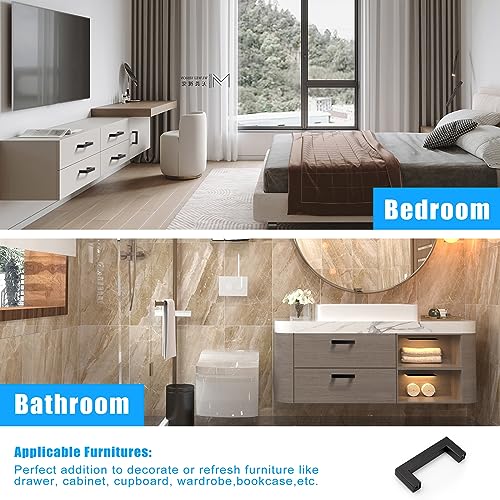 KNOBWELL 20 Pack| 3 inch Black Kitchen Cabinet Handles, Stainless Steel Cabinet Pulls 76mm, Matte Black Cabinet Handles for Dresser Drawer Cupboard Closet Nightstand - color: Matte Black, size: Hole Center:3 inch(76mm)