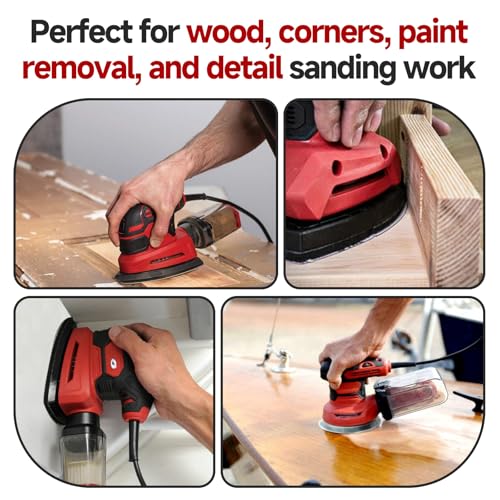 60 PCS Sander Replacement Pad Compatible with Skil, Detail Sander Sandpaper 60/80/120/240 Grits Mixed, Sanders Sandpaper with Hook and Loop Back, for Mouse Detail Sanders, 11-Hole Design