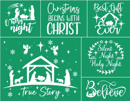 Christmas Believe Self-Adhesive Silk Screen Stencils,Holy Night Screen Printing Stencils for Craft Xmas Chalk Stencil Transfers Reusable Stencils for Painting on Wood T-Shirt Fabric Farmhouse Sign - color: believe stencils