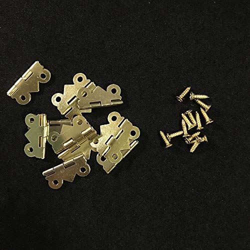Juland 50 Pieces Mini Butterfly Hinges Retro Brass Hinges with 200 Pieces Replacement Screws for Wooden Box Jewelry Chest Box Cabinet DIY Accessories (20x 17mm)