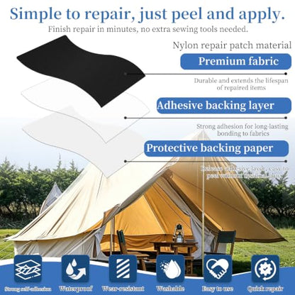 Nylon Tent Repair Tape, Self-Adhesive Fabric Patch Kit Royal Blue - color: Royal Blue