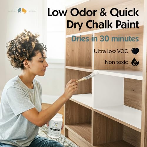 Chalky Chicks Aged Burlap 4 Fl Oz Chalk Paint for Furniture All in One - color: Aged Burlap (White), size: 4 Fl Oz (Pack of 1)
