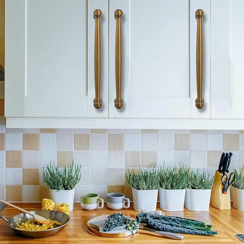 2 Pack 5inch(128mm) Center to Center Antique Brass Cabinet Pulls Handles for Cabinets Cupboard Solid Heavy Duty Drawer Handles Dressers Kitchens bedrooms - color: Antique Brass, size: 5inch(128mm) Center to Center