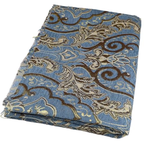 TinaKim Soft Chenille Jacquard Fabric for Furniture - Thick Decorative Material for Sofa Covers, Pillowcases, Bench Pads, Table Runners, Window Curtains | Indoor & Outdoor Use (Blue, 6 Yard) - color: Blue, size: 6 yard pre cut