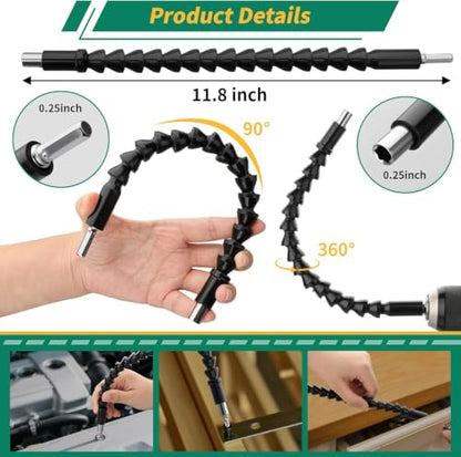 GRENPRO 28-Piece Flexible Drill Bit Extension, Right Angle Drill Attachment - size: 28PCS
