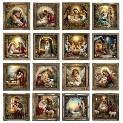 16 Pcs Nativity Christmas Rub on Transfers for Crafts Furniture - color: Nativity Christmas