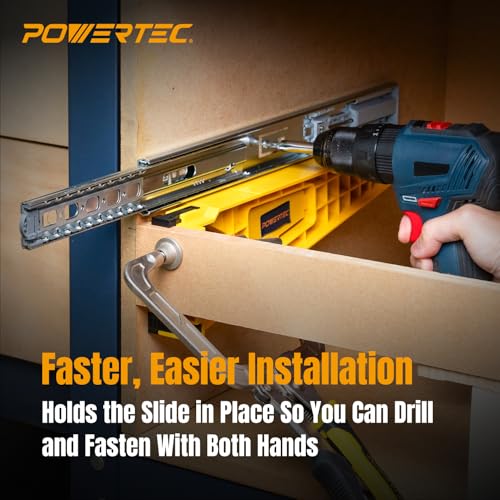 POWERTEC Drawer Slide Jig Set – Drawer Slide Installation Tool for Cabinets Desks Dressers Kitchen Drawers and Woodworking Projects – Supports Framed & Frameless Cabinets (72349) - style: Drawer Slide Jig Set