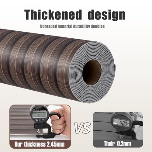 Haimin Wood Grain Slat Wall Panels Peel and Stick Faux Wood Thick Wallpaper - color: Dark Brown