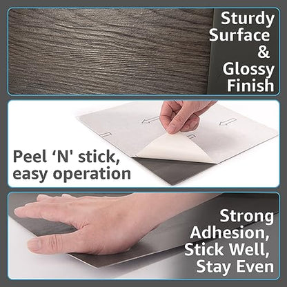 Art3d 30-Pack Peel and Stick Floor Tiles (30 Sq.Ft), Dark Brown Oak - color: Dark Brown