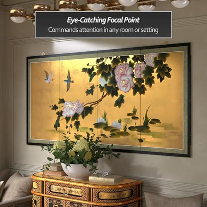Red Lantern Lily Pad Pond on Gold Leaf - color: Lilly Pad Pond