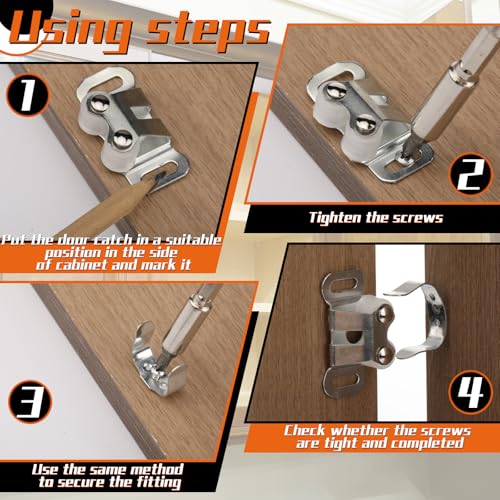 MorningRo 10 Pcs Mobile Home Cabinet Door Catch Double Post Friction Roller Catch Rv Cabinet Latch Closet Door Latch for Rv and Mobile Home