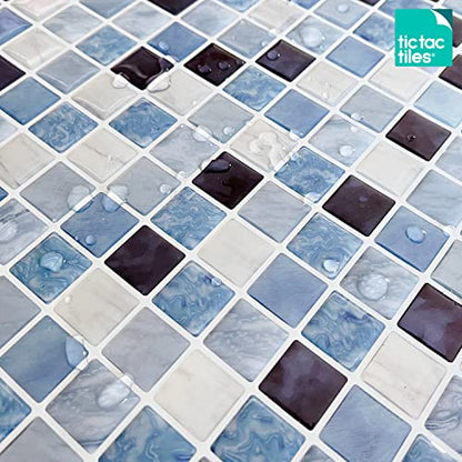 Tic Tac Tiles Peel & Stick Wall Tile, Small Square Maple & Sea, 10 Sheets