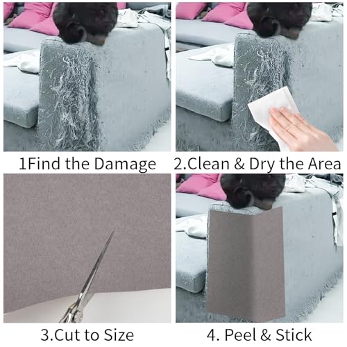 Velvet Couch Repair Patch Self Adhesive, Large Fabric Patch for Sofa & Furniture, No Sewing Repair Tape for Upholstery, Car Seat & Handbag (4.3" x 30", 2 Pack, White) - color: White