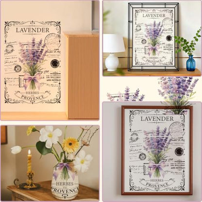 3 Sheets Lavender Rub on Transfers Stickers for Furniture 6"x12" - color: Lavender