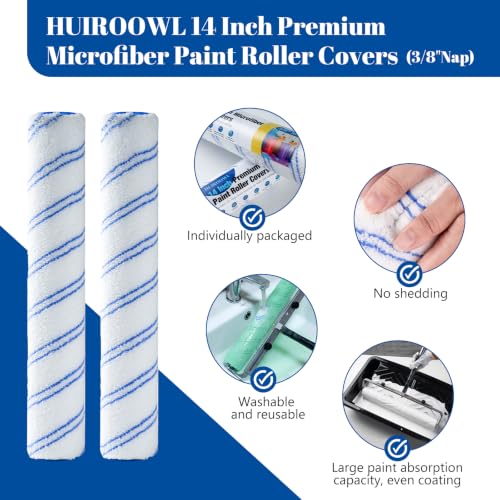 14 Inch Microfiber Paint Roller Covers, 3/8" Nap, 10 Pack - size: 14 Inch Paint Roller Kit, 10 Pack