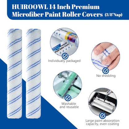 14 Inch Microfiber Paint Roller Covers, 3/8" Nap, 10 Pack - size: 14 Inch Paint Roller Kit, 10 Pack