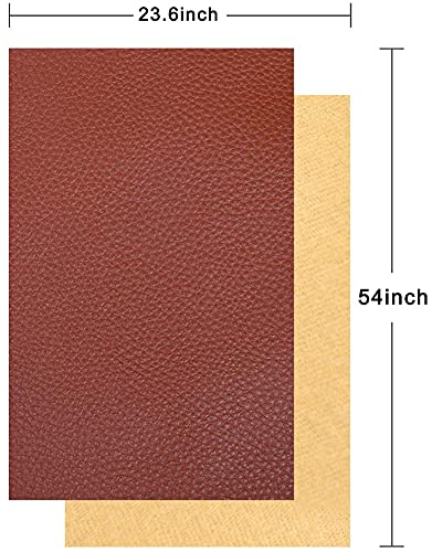TORRAMI Soft Faux Leather Fabric, 0.64 Yard 54 x 23 in, Brown PU Leather - color: Brown, size: 0.64 Yard (54 x 23 inch)