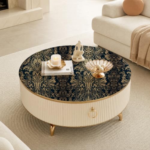 Peel and Stick Wallpaper, Dark Blue Gold Damask Pattern, 236in x 17.7in, Waterproof Vinyl, Removable Reusable, Eco-Friendly, for Bedroom Living Room Rental Apartment - color: Dark03, size: 17.7" x 236.2"