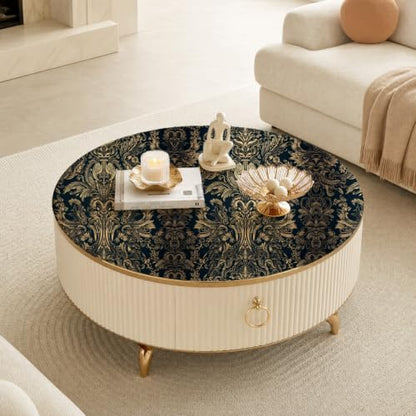 Peel and Stick Wallpaper, Dark Blue Gold Damask Pattern, 236in x 17.7in, Waterproof Vinyl, Removable Reusable, Eco-Friendly, for Bedroom Living Room Rental Apartment - color: Dark03, size: 17.7" x 236.2"