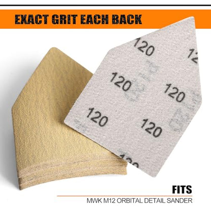 POLIWELL Triangle Sanding Sheets 50PCS 90x65mm Hook & Loop - style: 120 Girt