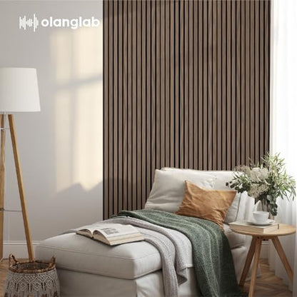 Olanglab Wood Panels for Wall 4Pack 94.5"x12.6" Dark Walnut - color: Dark Walnut