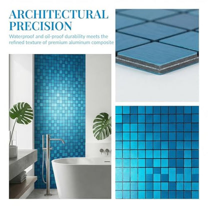 10pcs Waterproof Mosaic Wall Stickers, Blue - color: Blue