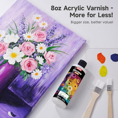 Nariolar Gloss Varnish for Acrylic Painting 8.5 fl oz /250 ml Fast Drying - style: 8.5 oz