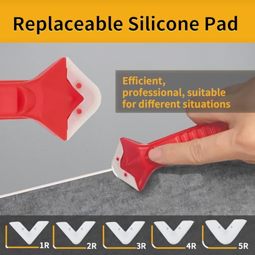 Caulking Tool-Caulk Remover Tool Kit,Grout Removal Tool,Silicone Bathroom Caulk Finishing Tool with Stainless Steel Scraper and Metal Handle for Bathroom,Kitchen,Bathtub,Sink Joint,Window - color: Silver