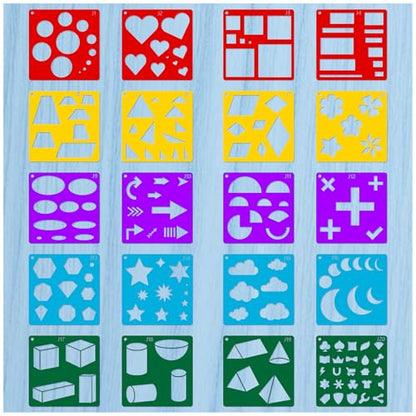 20 Pack Geometric Shape Stencils for Drawing Painting Crafts Art Projects - style: Geometry