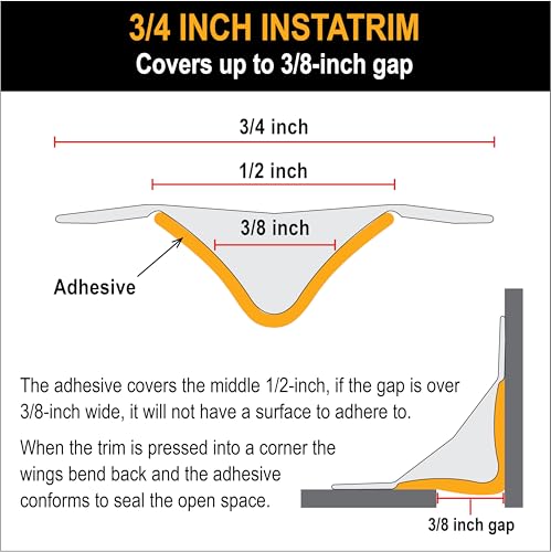 InstaTrim Flexible, Self-Adhesive Caulk Strip Sealant, 3/4" x 10', Bronze - color: Bronze, size: 3/4 in x 10 ft
