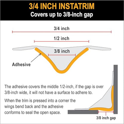InstaTrim Flexible, Self-Adhesive Caulk Strip Sealant, 3/4" x 10', Bronze - color: Bronze, size: 3/4 in x 10 ft