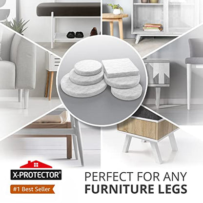 Felt Furniture Pads X-PROTECTOR 133 PCS - Furniture Pads for Hardwood Floor - size: 133 PCS White, Round & Square